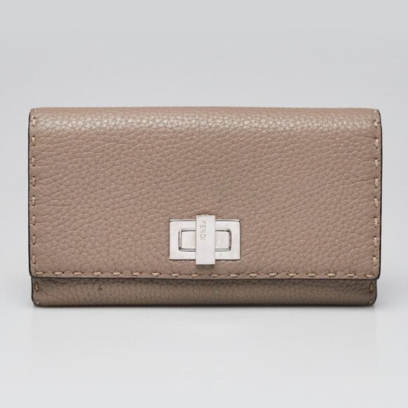 Fendi Grey Selleria Leather Peekaboo Wallet 8M0308 - Picture 1 of 11